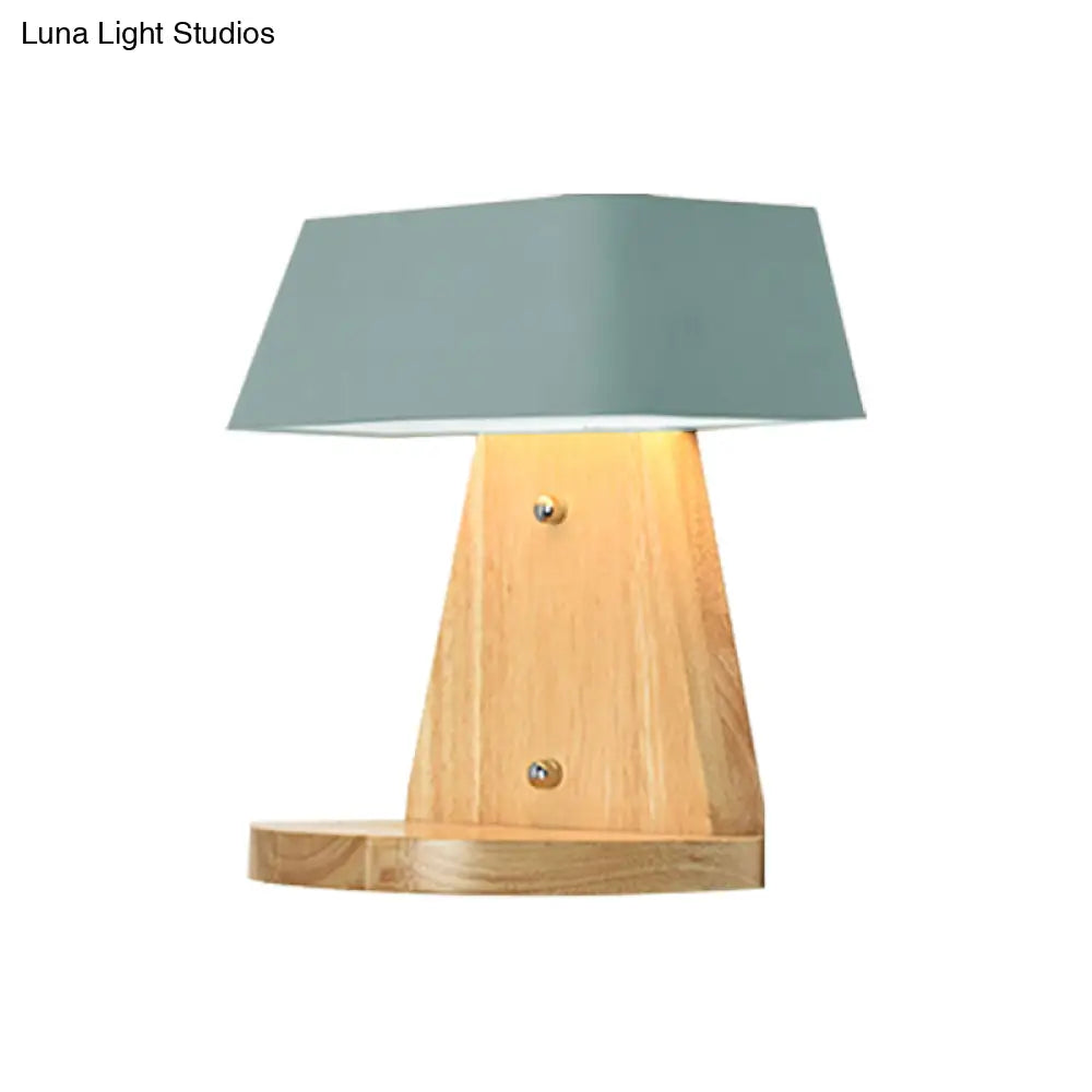DecorBites™ Modern Metal Trapezoid Wall Sconce with Wooden Backplate - White/Orange/Blue Light Fixture for Living Room