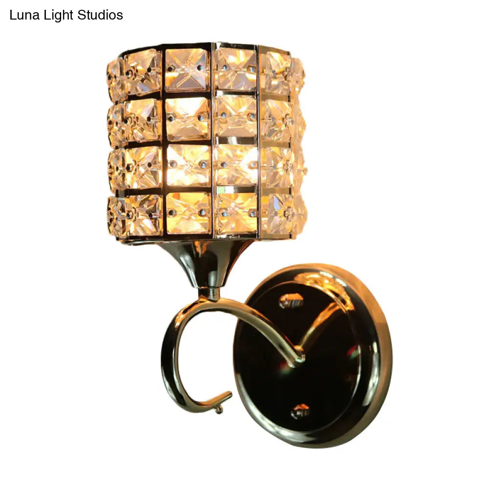 DecorBites™ Modern Metal Wall Light Fixture with Crystal Shade and Cylinder Design - Ideal for Living Room