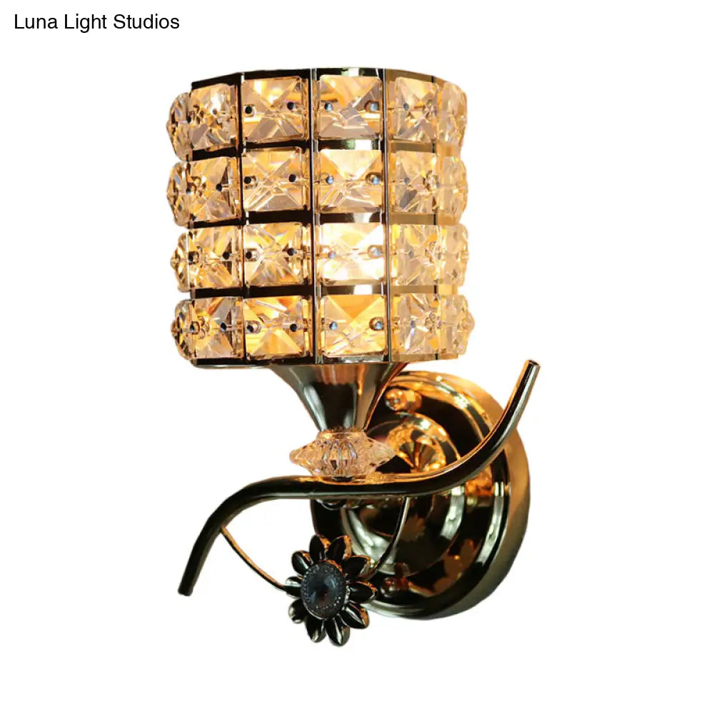 DecorBites™ Modern Metal Wall Light Fixture with Crystal Shade and Cylinder Design - Ideal for Living Room