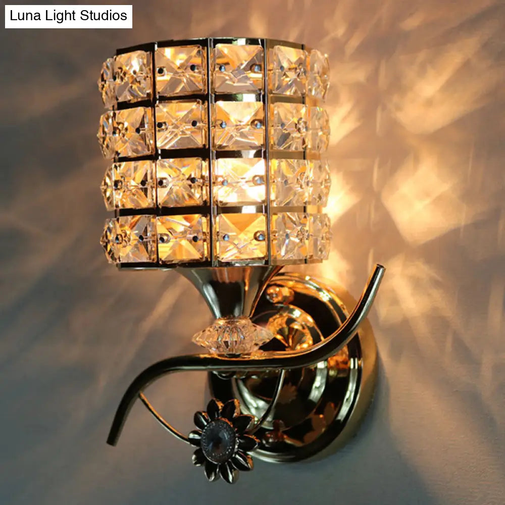 DecorBites™ Modern Metal Wall Light Fixture with Crystal Shade and Cylinder Design - Ideal for Living Room