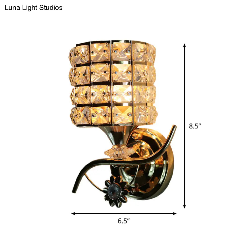 DecorBites™ Modern Metal Wall Light Fixture with Crystal Shade and Cylinder Design - Ideal for Living Room