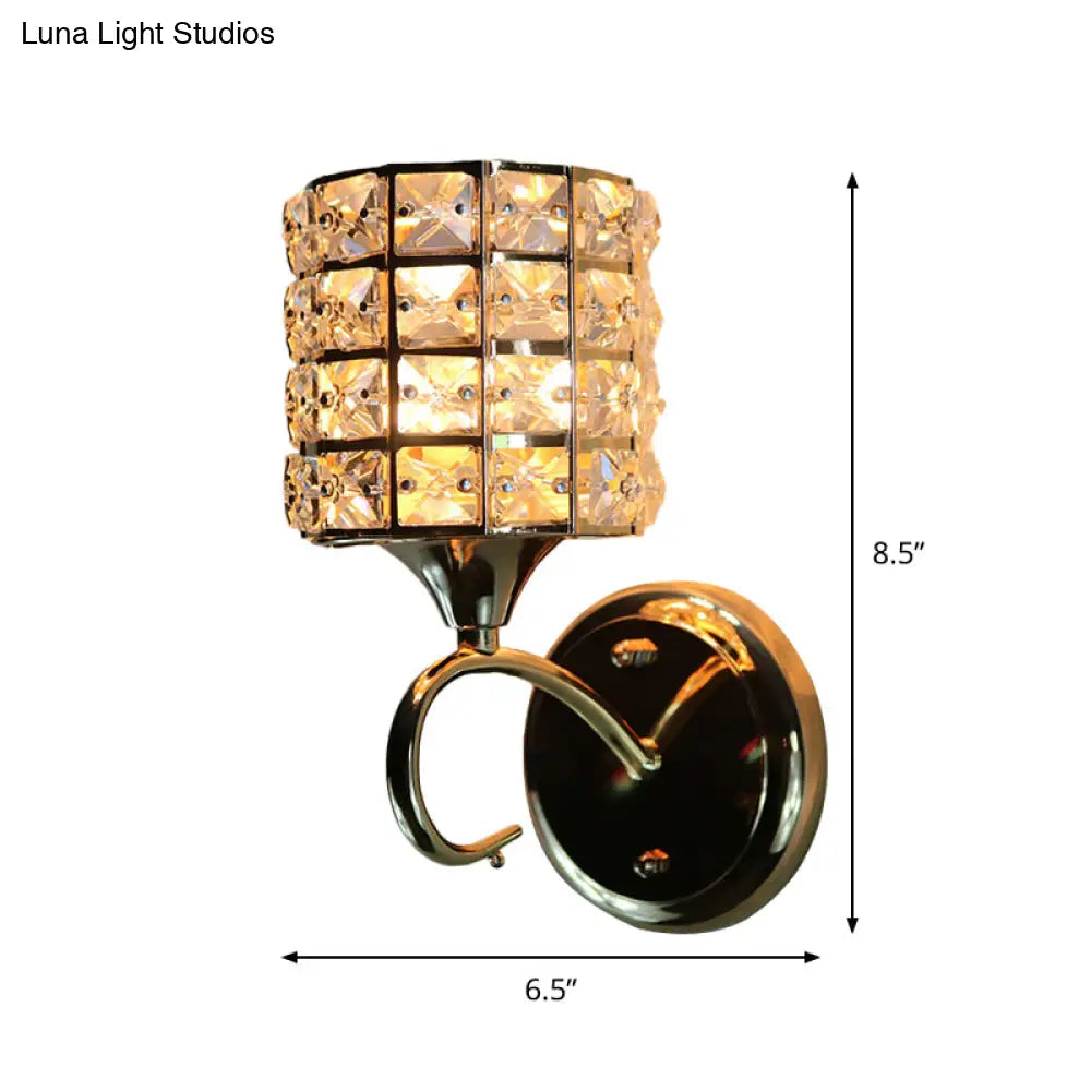 DecorBites™ Modern Metal Wall Light Fixture with Crystal Shade and Cylinder Design - Ideal for Living Room
