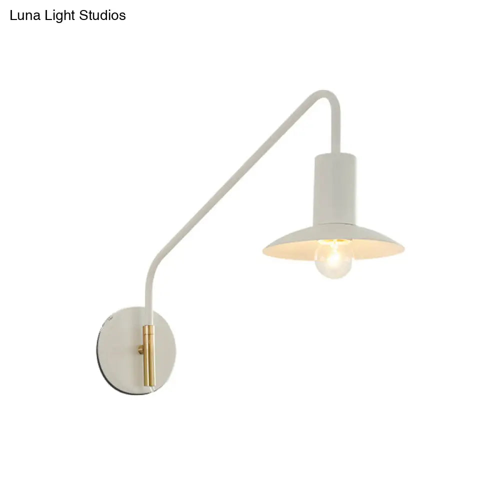 DecorBites™ Modern Metallic 1-Light Bedroom Wall Lighting Sconce in White with Wide Flare Design
