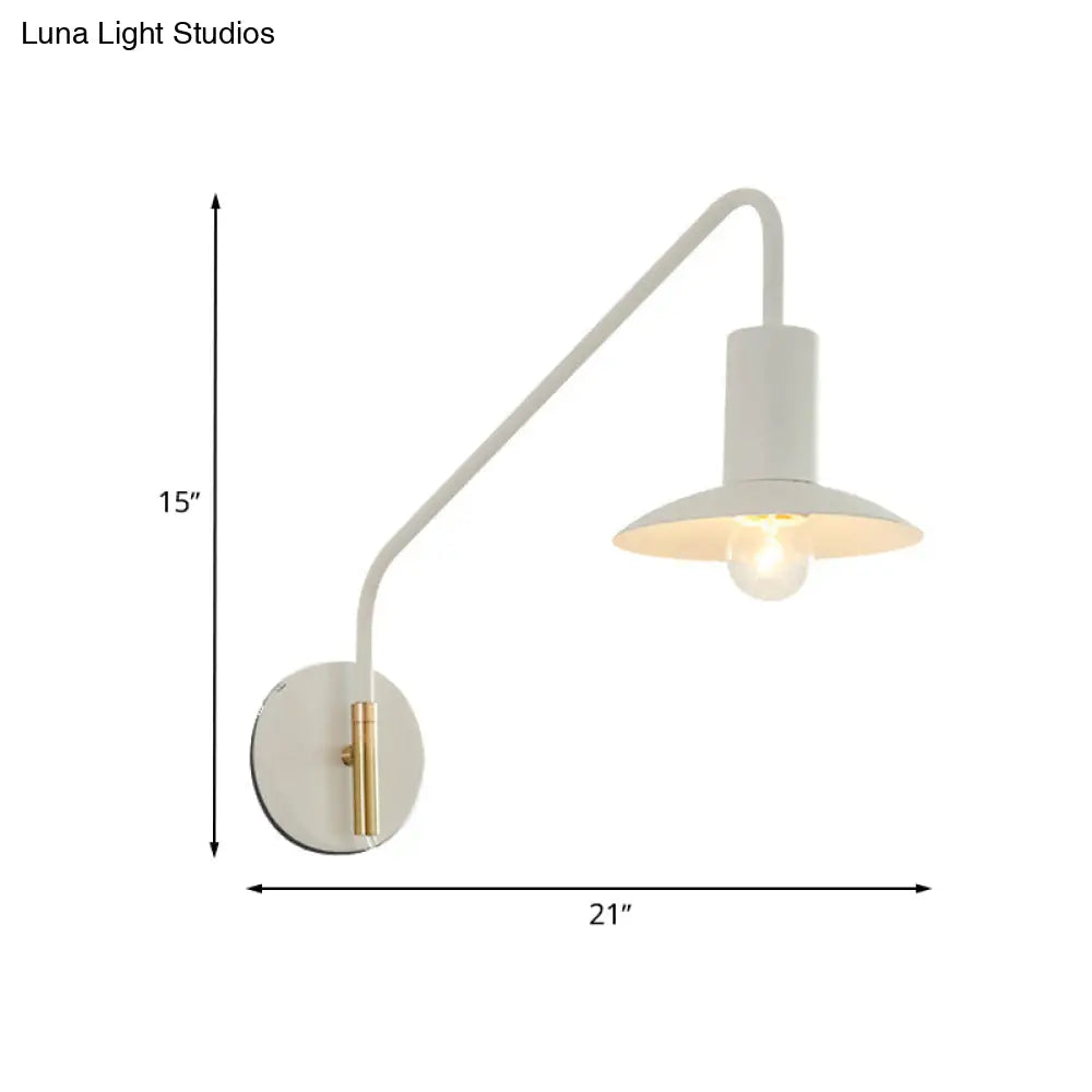 DecorBites™ Modern Metallic 1-Light Bedroom Wall Lighting Sconce in White with Wide Flare Design