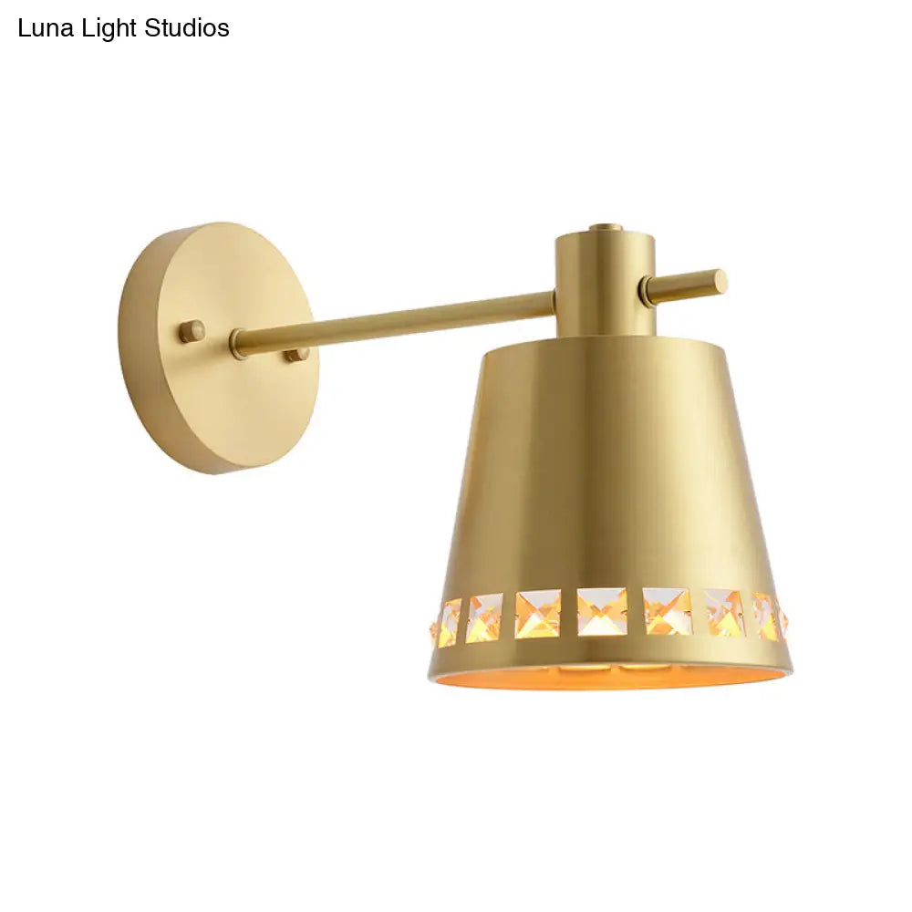 DecorBites™ Modern Metallic Brass Wall Mount Light with Clear Crystal Accent - Perfect for Living Room