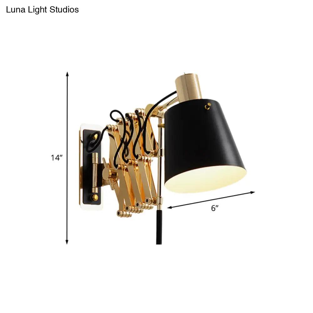 DecorBites™ Modern Metallic Gold Wall Mount Sconce Lamp with Barrel Shade