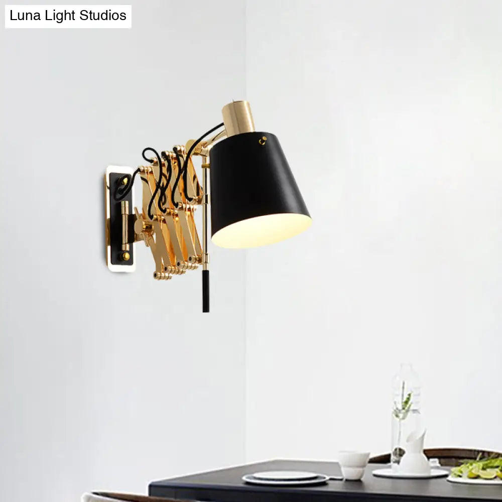 DecorBites™ Modern Metallic Gold Wall Mount Sconce Lamp with Barrel Shade