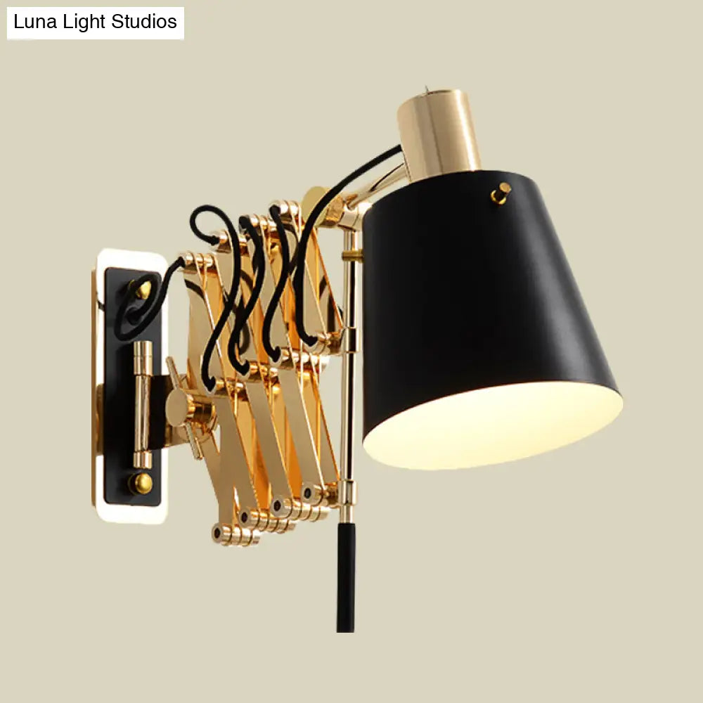 DecorBites™ Modern Metallic Gold Wall Mount Sconce Lamp with Barrel Shade
