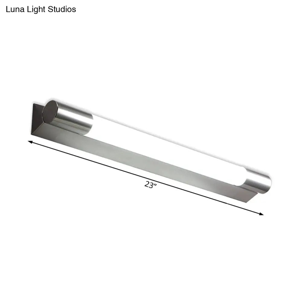 DecorBites™ Modern Metallic LED Vanity Light - Tube Shape, 19.5"/23" W, Silver - Warm/White Light