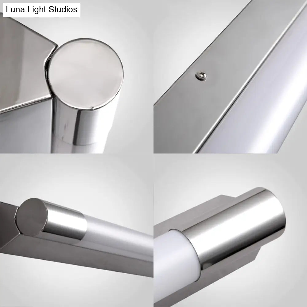 DecorBites™ Modern Metallic LED Vanity Light - Tube Shape, 19.5"/23" W, Silver - Warm/White Light