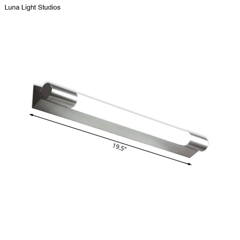 DecorBites™ Modern Metallic LED Vanity Light - Tube Shape, 19.5"/23" W, Silver - Warm/White Light