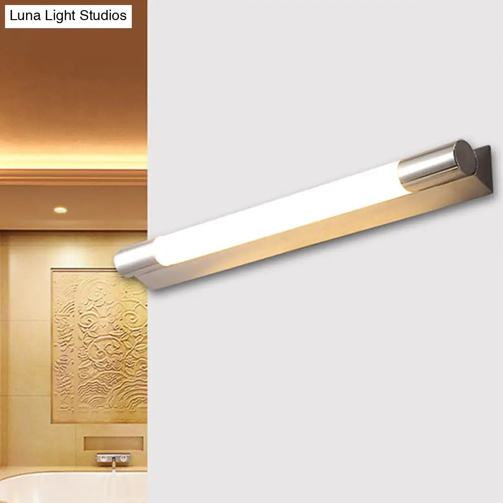 DecorBites™ Modern Metallic LED Vanity Light - Tube Shape, 19.5"/23" W, Silver - Warm/White Light