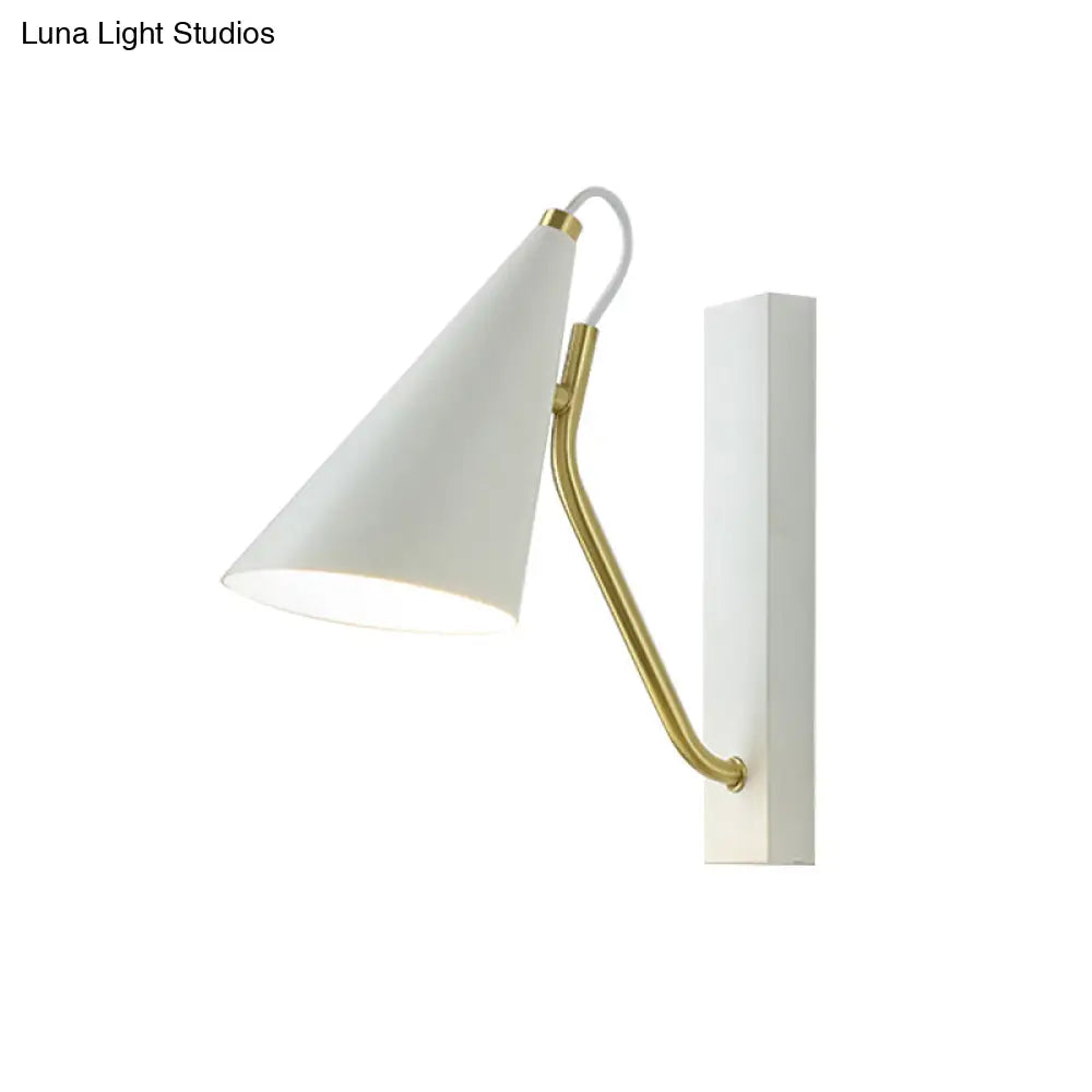 DecorBites™ Modern Metallic Wall Lamp with Conic Design for Bedside - White/Black Finish 1 Head