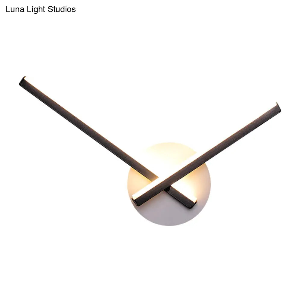 DecorBites™ Modern Metallic Wall Sconce with Overlapping Lines - Simplicity Black/White LED Fixture, Warm/White Light