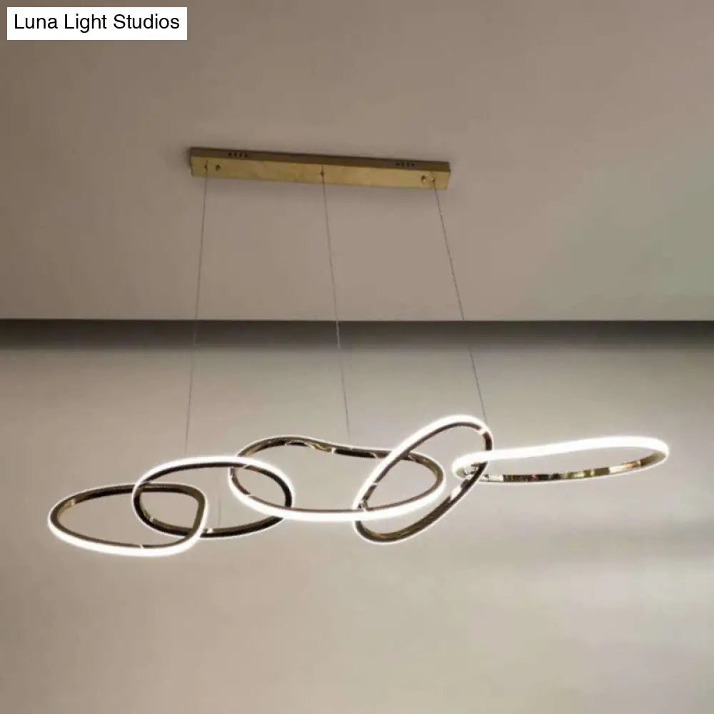 DecorBites™ Modern Minimalist Golden LED 5-6 Ring Hanging Light for Dining Room