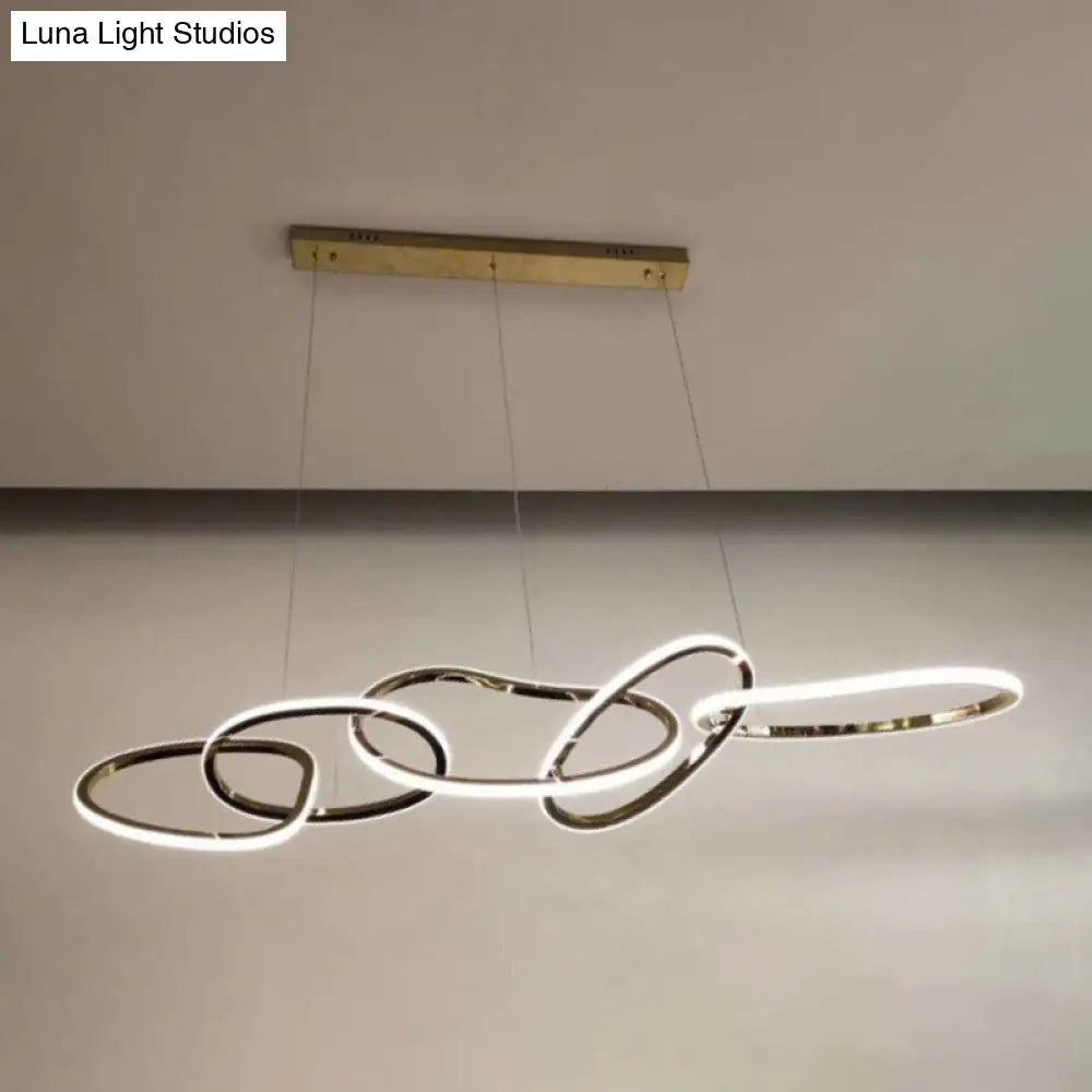 DecorBites™ Modern Minimalist Golden LED 5-6 Ring Hanging Light for Dining Room