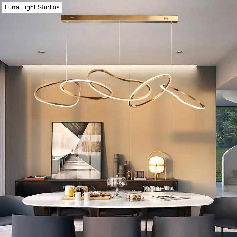 DecorBites™ Modern Minimalist Golden LED 5-6 Ring Hanging Light for Dining Room