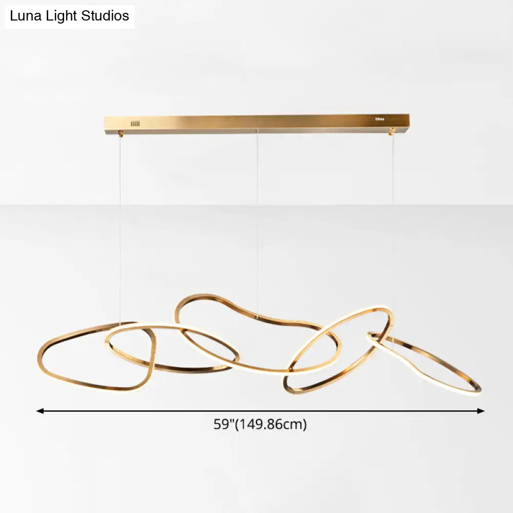 DecorBites™ Modern Minimalist Golden LED 5-6 Ring Hanging Light for Dining Room