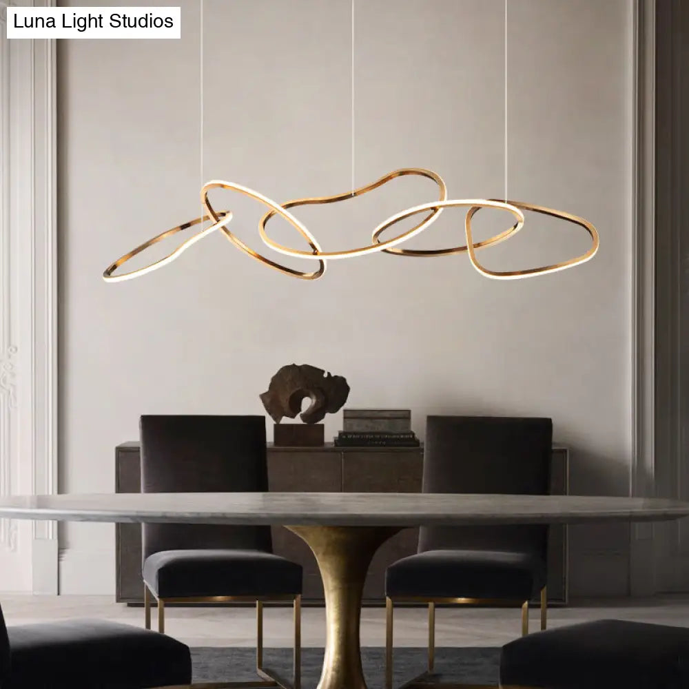 DecorBites™ Modern Minimalist Golden LED 5-6 Ring Hanging Light for Dining Room