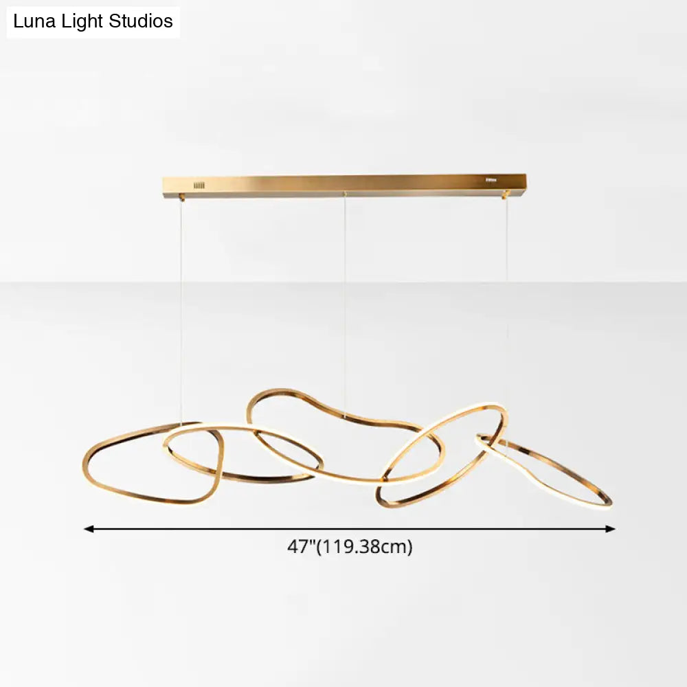 DecorBites™ Modern Minimalist Golden LED 5-6 Ring Hanging Light for Dining Room