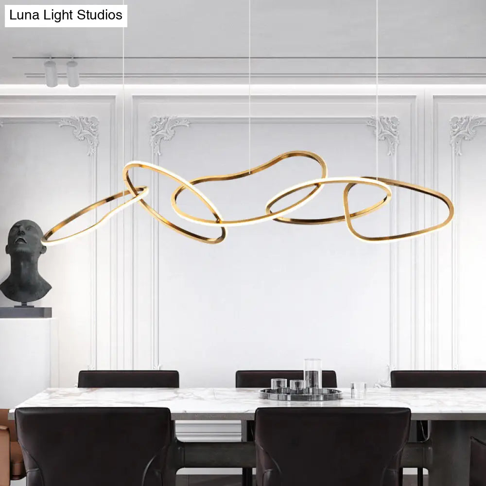 DecorBites™ Modern Minimalist Golden LED 5-6 Ring Hanging Light for Dining Room