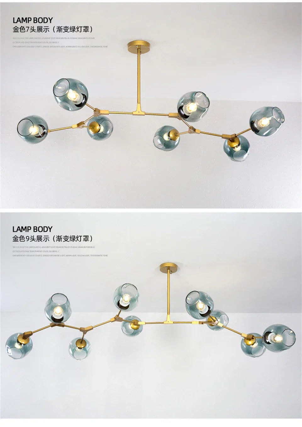 DecorBites™ Modern Nordic Glass Chandeliers with LED Lighting
