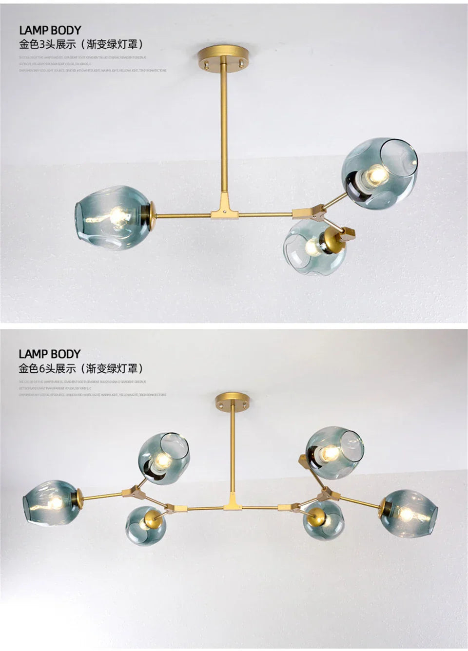 DecorBites™ Modern Nordic Glass Chandeliers with LED Lighting