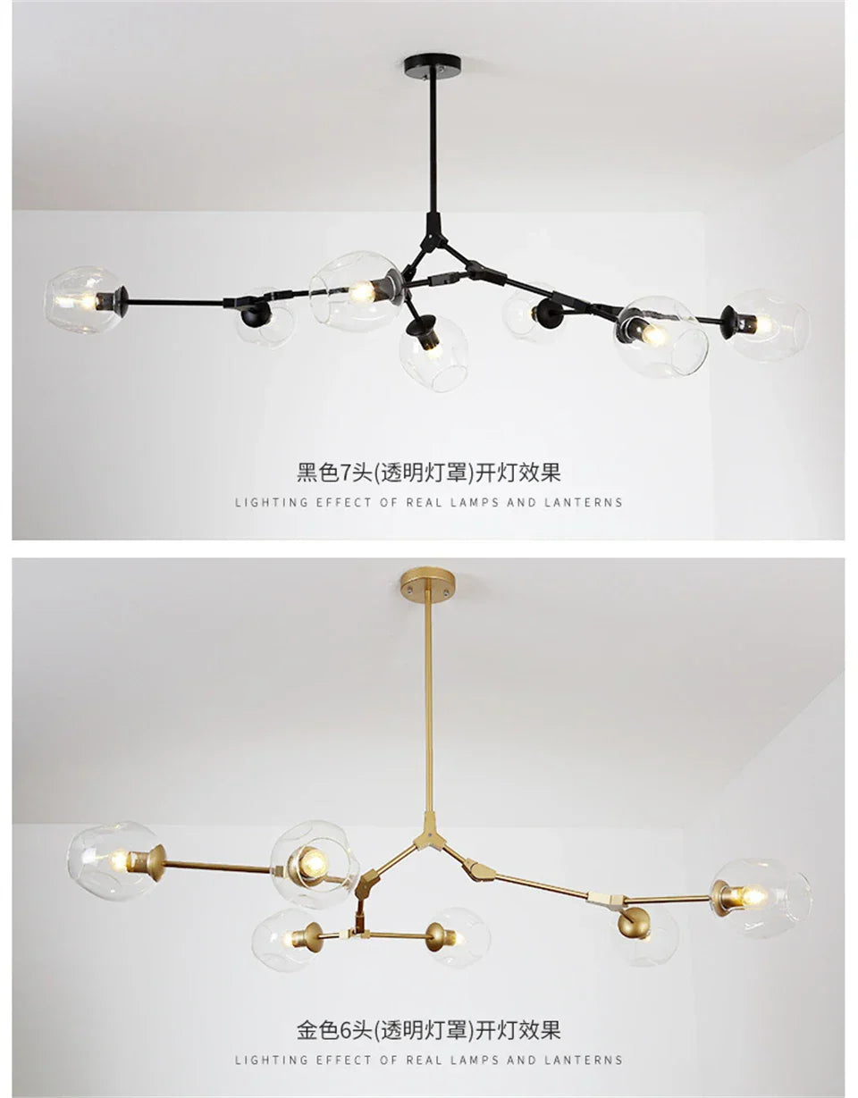 DecorBites™ Modern Nordic Glass Chandeliers with LED Lighting
