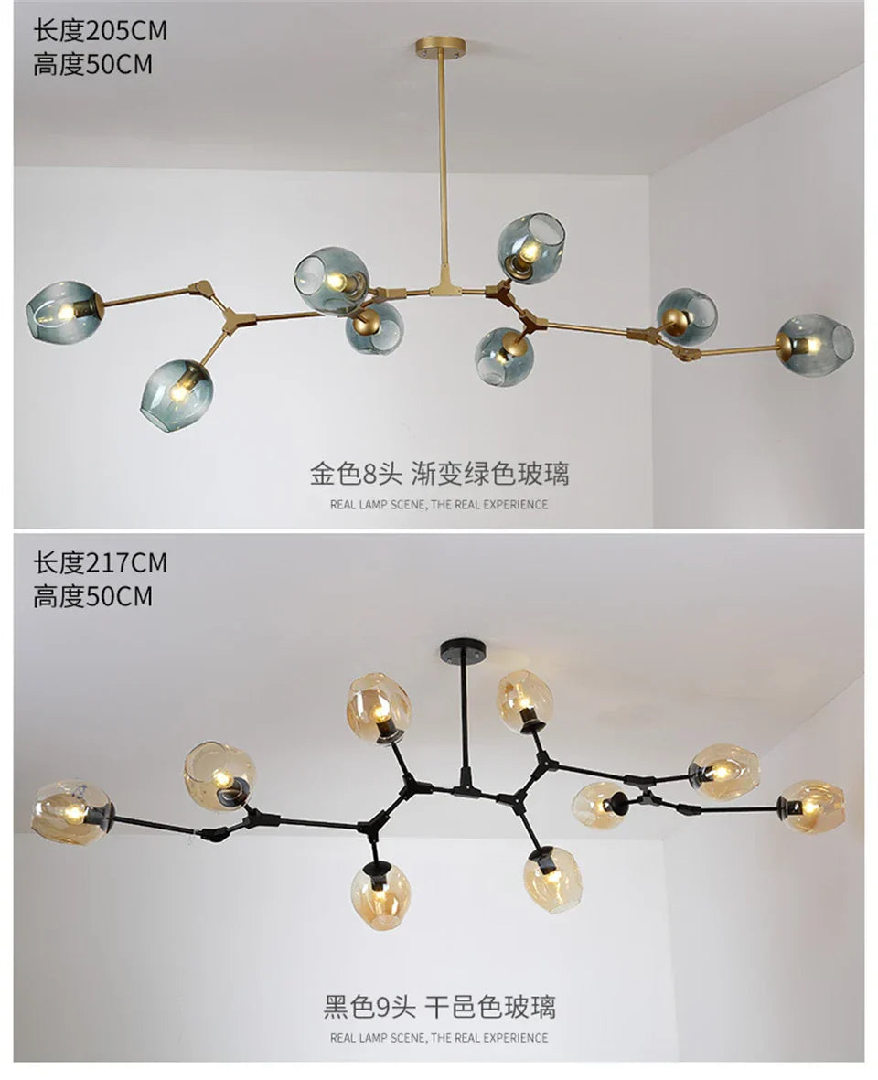 DecorBites™ Modern Nordic Glass Chandeliers with LED Lighting