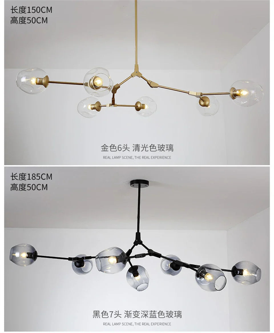 DecorBites™ Modern Nordic Glass Chandeliers with LED Lighting