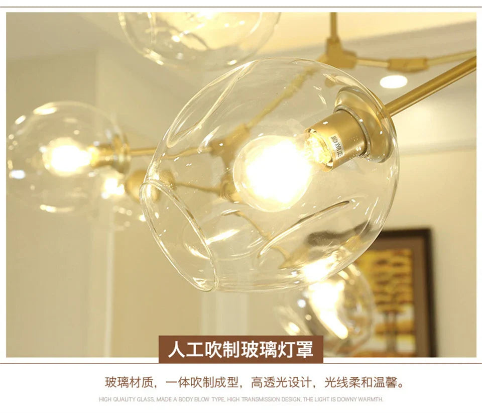DecorBites™ Modern Nordic Glass Chandeliers with LED Lighting