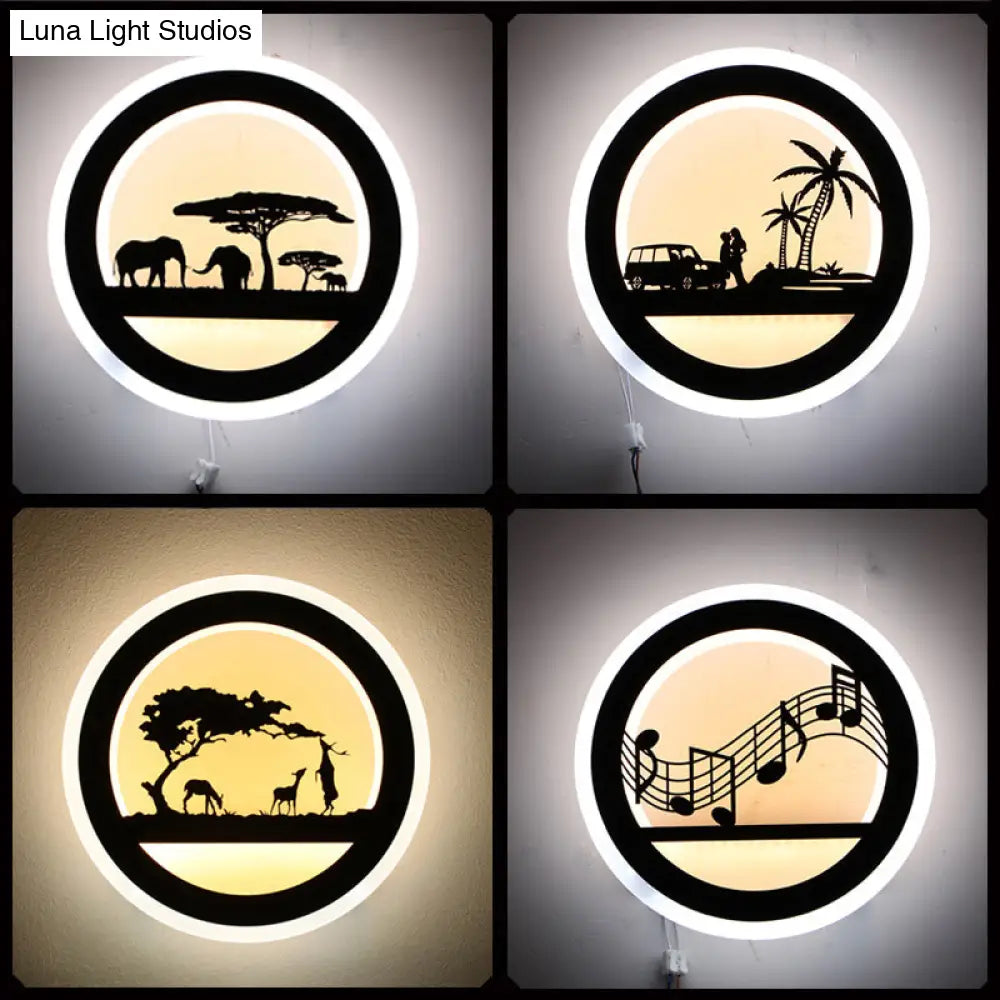 DecorBites™ Modern Nordic LED Wall Light Sconce - Round/Elephant/Giraffe Design, Ultrathin and Wall Mounted - Acrylic Shade - Warm/White Light