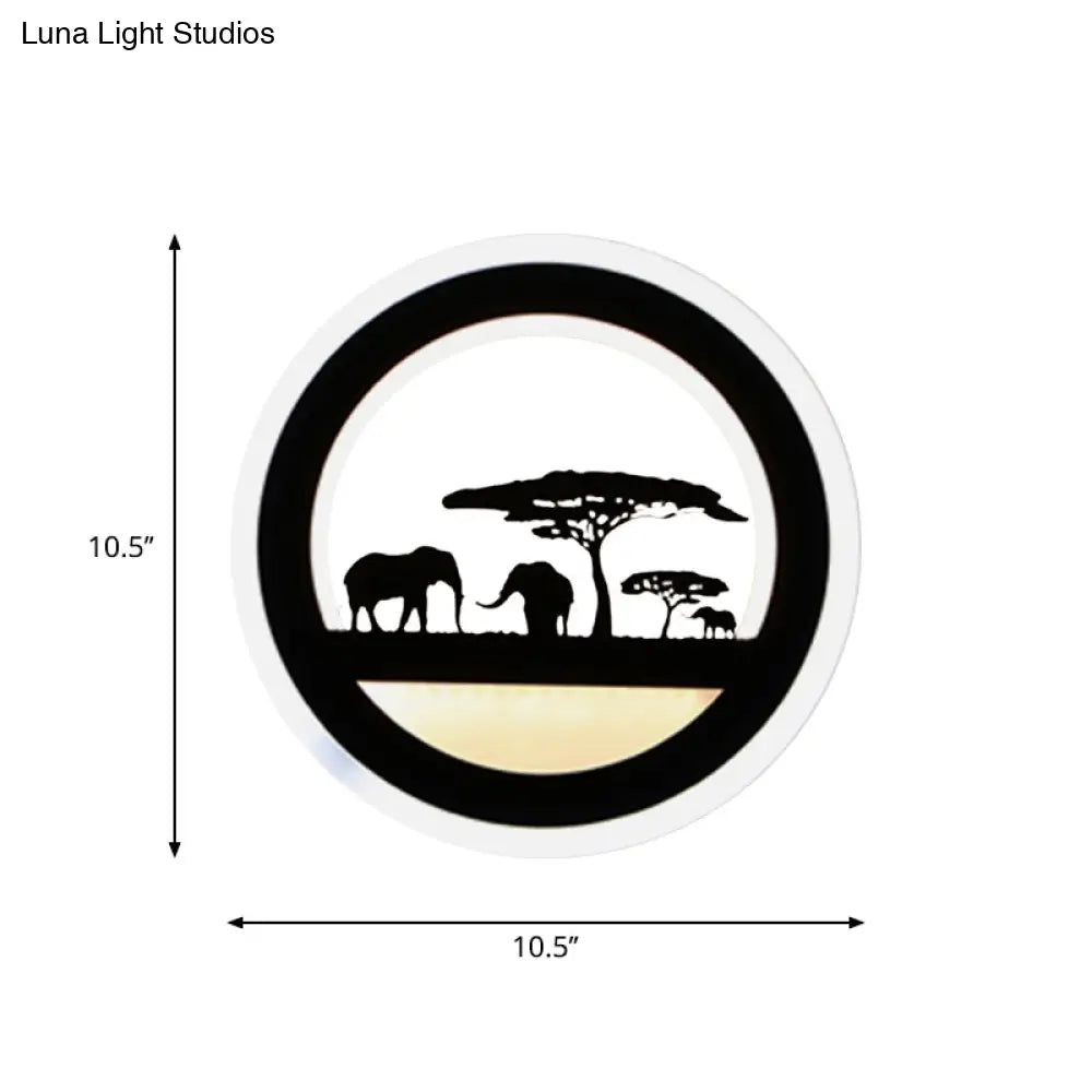 DecorBites™ Modern Nordic LED Wall Light Sconce - Round/Elephant/Giraffe Design, Ultrathin and Wall Mounted - Acrylic Shade - Warm/White Light