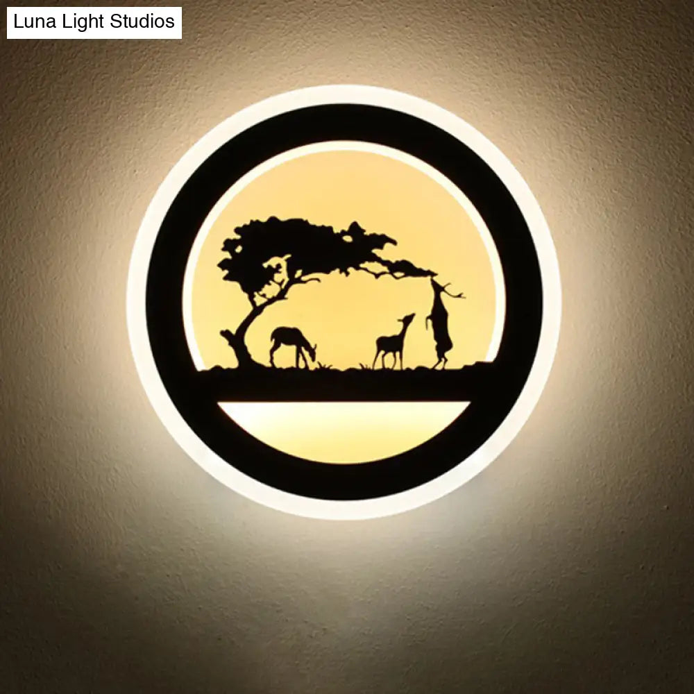 DecorBites™ Modern Nordic LED Wall Light Sconce - Round/Elephant/Giraffe Design, Ultrathin and Wall Mounted - Acrylic Shade - Warm/White Light