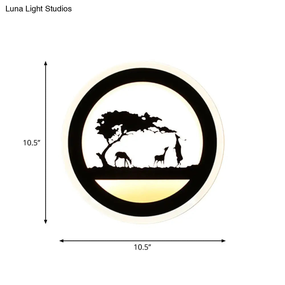 DecorBites™ Modern Nordic LED Wall Light Sconce - Round/Elephant/Giraffe Design, Ultrathin and Wall Mounted - Acrylic Shade - Warm/White Light