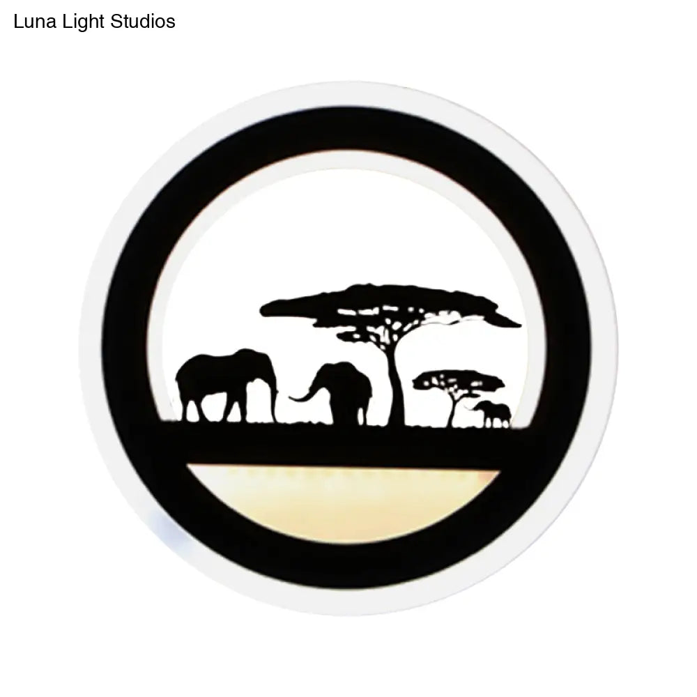 DecorBites™ Modern Nordic LED Wall Light Sconce - Round/Elephant/Giraffe Design, Ultrathin and Wall Mounted - Acrylic Shade - Warm/White Light