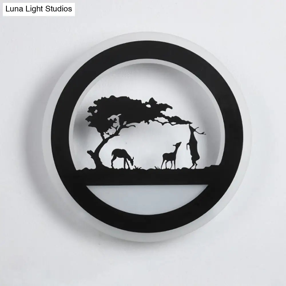 DecorBites™ Modern Nordic LED Wall Light Sconce - Round/Elephant/Giraffe Design, Ultrathin and Wall Mounted - Acrylic Shade - Warm/White Light