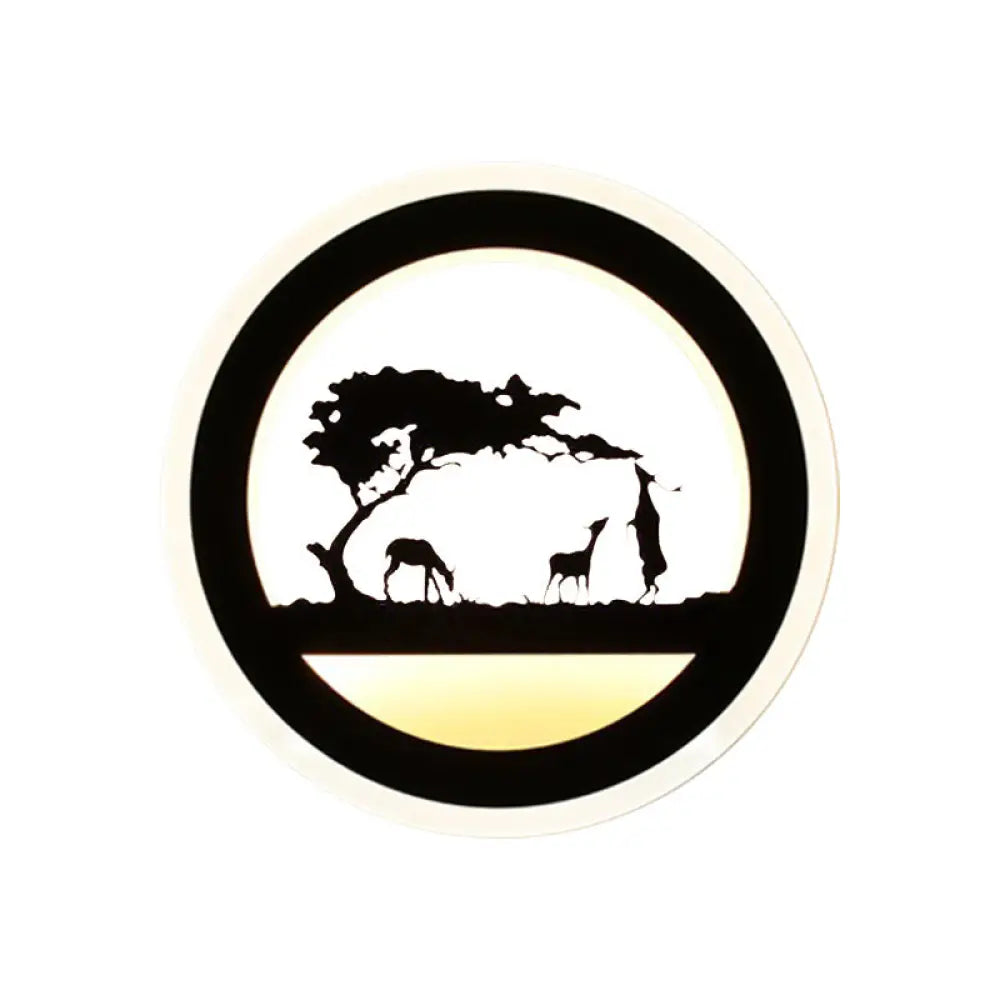DecorBites™ Modern Nordic LED Wall Light Sconce - Round/Elephant/Giraffe Design, Ultrathin and Wall Mounted - Acrylic Shade - Warm/White Light