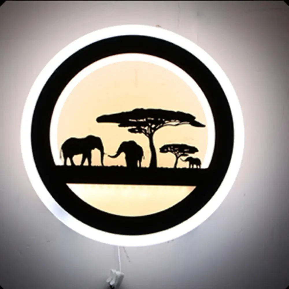 DecorBites™ Modern Nordic LED Wall Light Sconce - Round/Elephant/Giraffe Design, Ultrathin and Wall Mounted - Acrylic Shade - Warm/White Light