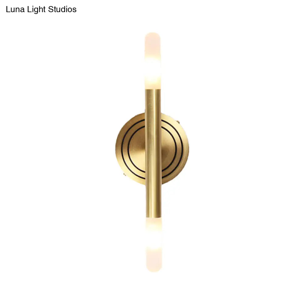 DecorBites™ Modern Nordic Style Metal Wall-Mount Sconce Lamp - Slim Tube Design with Brass Finish - 2 Heads - Perfect for Bedside Lighting