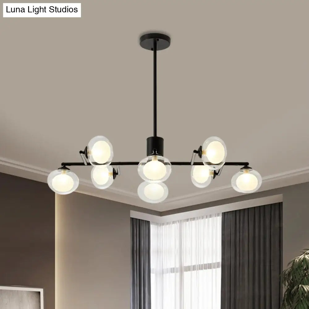 DecorBites™ Modern Oval Shade Island Light - 8/12 Lights Glass Suspension Light in Black/White