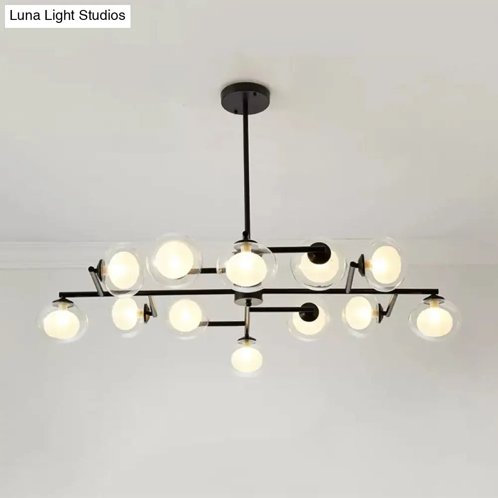 DecorBites™ Modern Oval Shade Island Light - 8/12 Lights Glass Suspension Light in Black/White