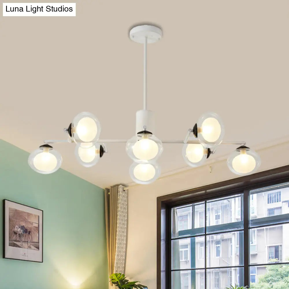 DecorBites™ Modern Oval Shade Island Light - 8/12 Lights Glass Suspension Light in Black/White