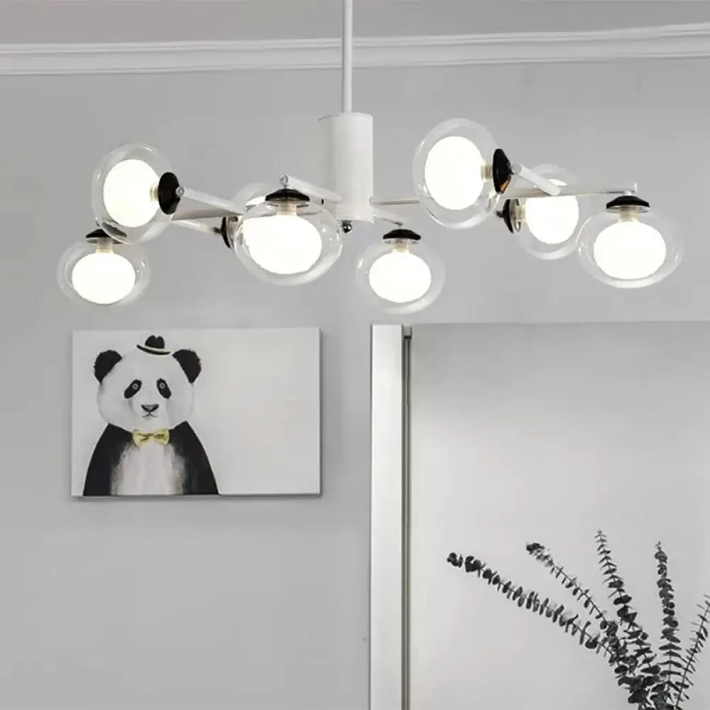 DecorBites™ Modern Oval Shade Island Light - 8/12 Lights Glass Suspension Light in Black/White
