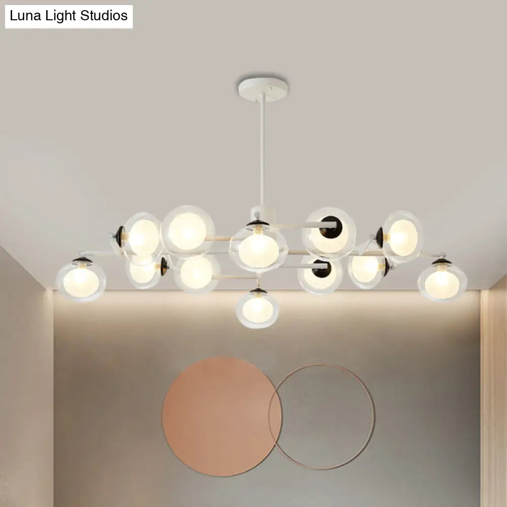 DecorBites™ Modern Oval Shade Island Light - 8/12 Lights Glass Suspension Light in Black/White