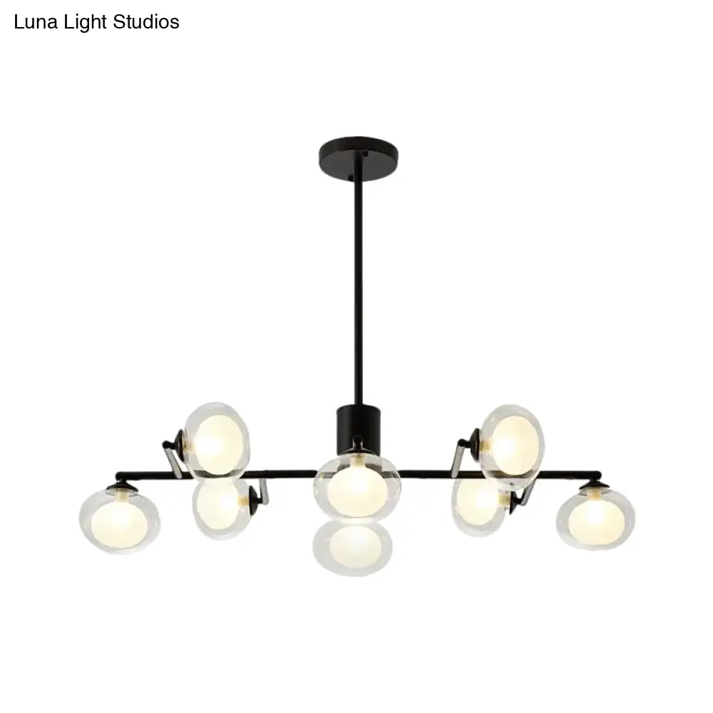 DecorBites™ Modern Oval Shade Island Light - 8/12 Lights Glass Suspension Light in Black/White