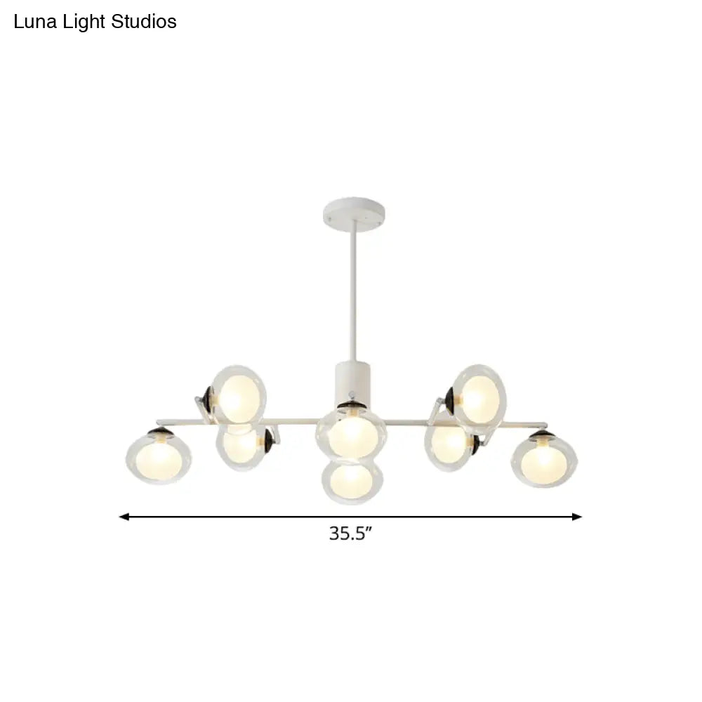 DecorBites™ Modern Oval Shade Island Light - 8/12 Lights Glass Suspension Light in Black/White