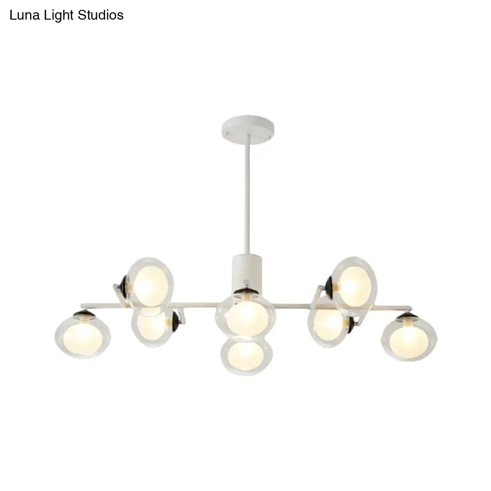 DecorBites™ Modern Oval Shade Island Light - 8/12 Lights Glass Suspension Light in Black/White