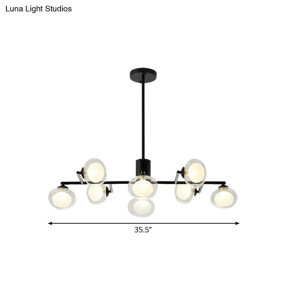 DecorBites™ Modern Oval Shade Island Light - 8/12 Lights Glass Suspension Light in Black/White