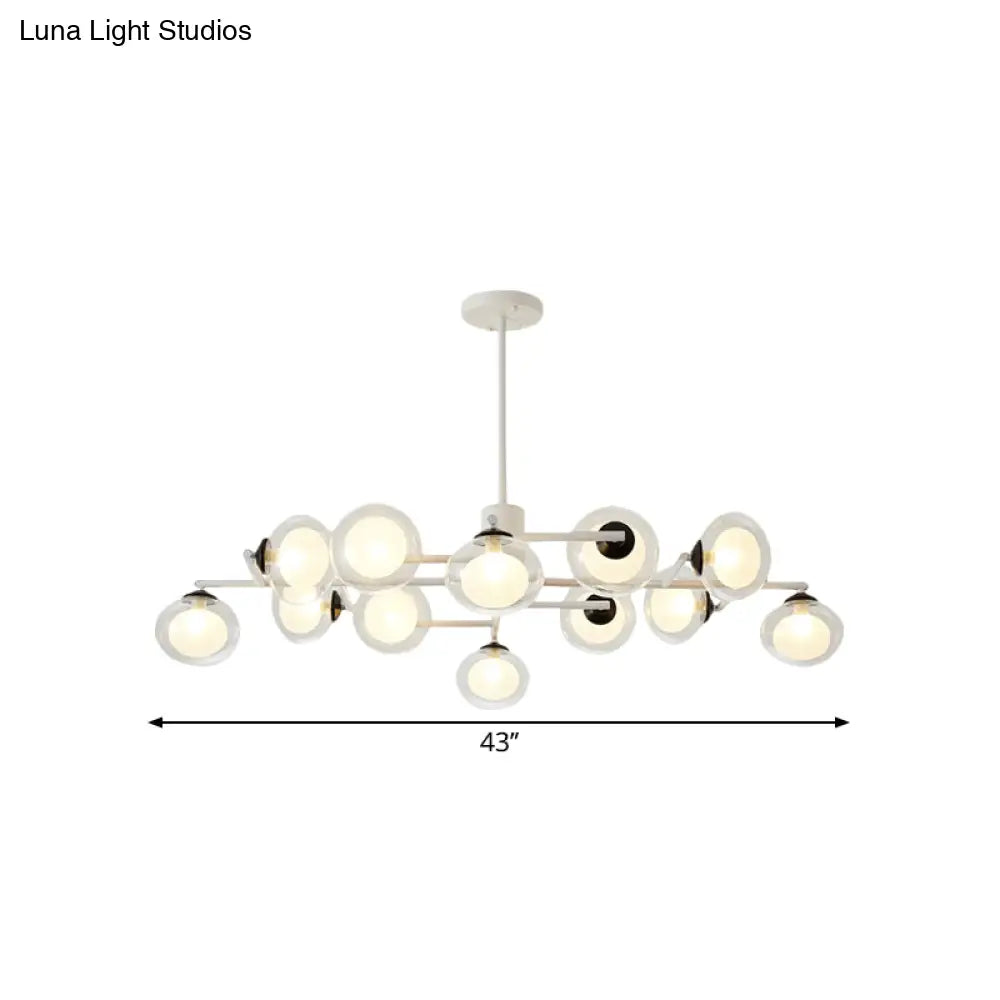 DecorBites™ Modern Oval Shade Island Light - 8/12 Lights Glass Suspension Light in Black/White